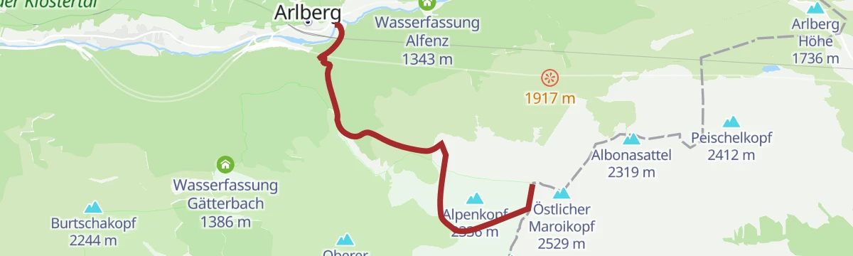 Route map: Langen am Arlberg - Maroiköpfe
